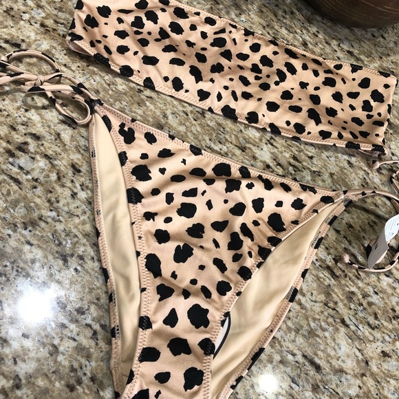 Pacsun Kendall & Kylie Leopard Rio Shine Side Tie Bikini Set Large - Picture 3 of 6